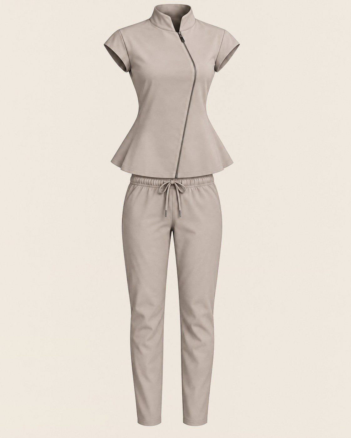 Exo Halo Set in Taupe with side pockets, worn