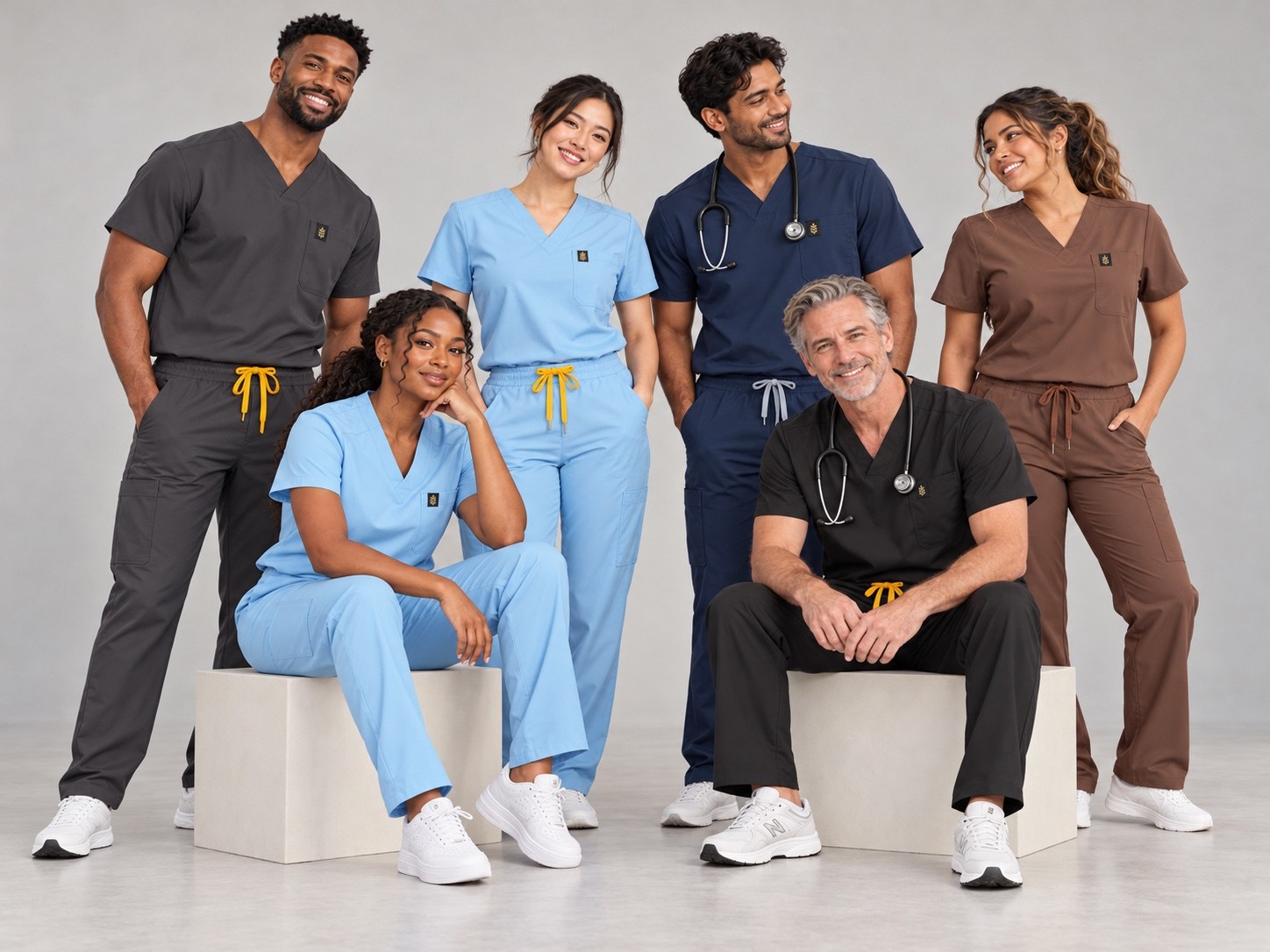 A team of clinicians wearing JACKS medical apparel