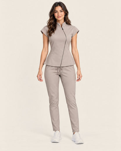 Exo Halo Set in Taupe with side pockets, worn
