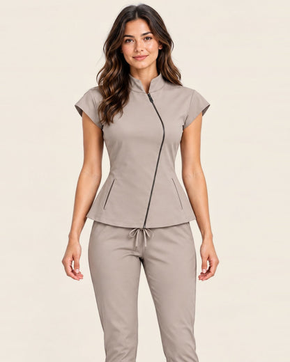 Exo Halo Set in Taupe with side pockets, worn