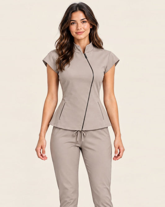 Exo Halo Set in Taupe with side pockets, worn