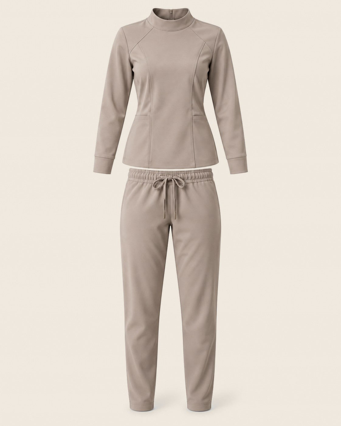 Halo Collar Set in Taupe with chest pocket and JACKS patch, worn