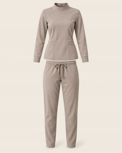 Halo Collar Set in Taupe with chest pocket and JACKS patch, worn
