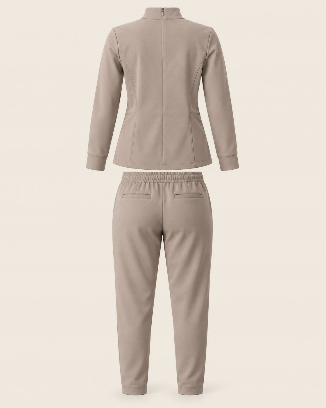 Halo Collar Set in Taupe with chest pocket and JACKS patch, worn