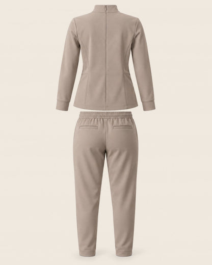 Halo Collar Set in Taupe with chest pocket and JACKS patch, worn