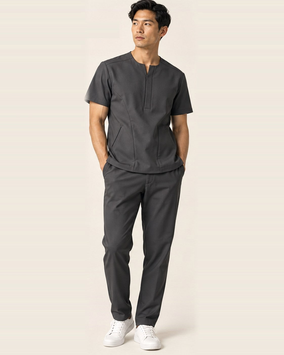 Monolith Set in Charcoal with chest pocket and JACKS patch, men's fit