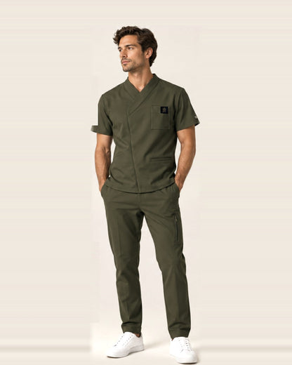 Orbit Set in Olive with chest pocket and JACKS patch, men's fit
