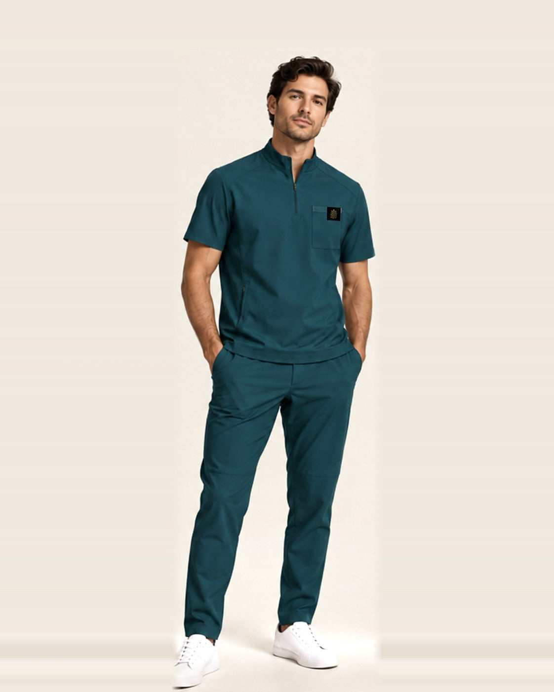 Vector Man Set in Teal with chest pocket and JACKS patch, men's fit